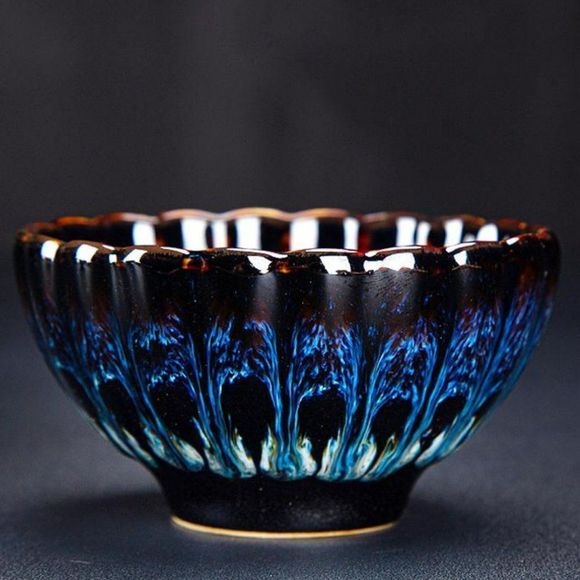 Golden Peacock Glazed Gradient Tea Cup - Picture 3 of 10